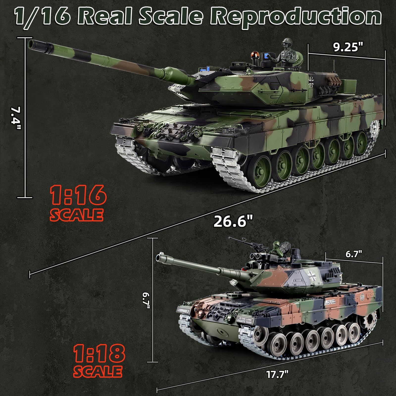 Amazon.com: 1/16 RC Tank, Heng Long German Leopard 2 A6 RC Battle