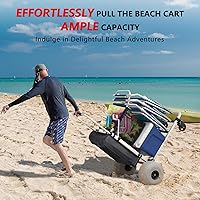 Vista 2 de GDLF Carrito de playa para todo tipo de arena, carrito de playa plegable con mango ajustable y ruedas de globo de 12 pulgadas, carro de arena