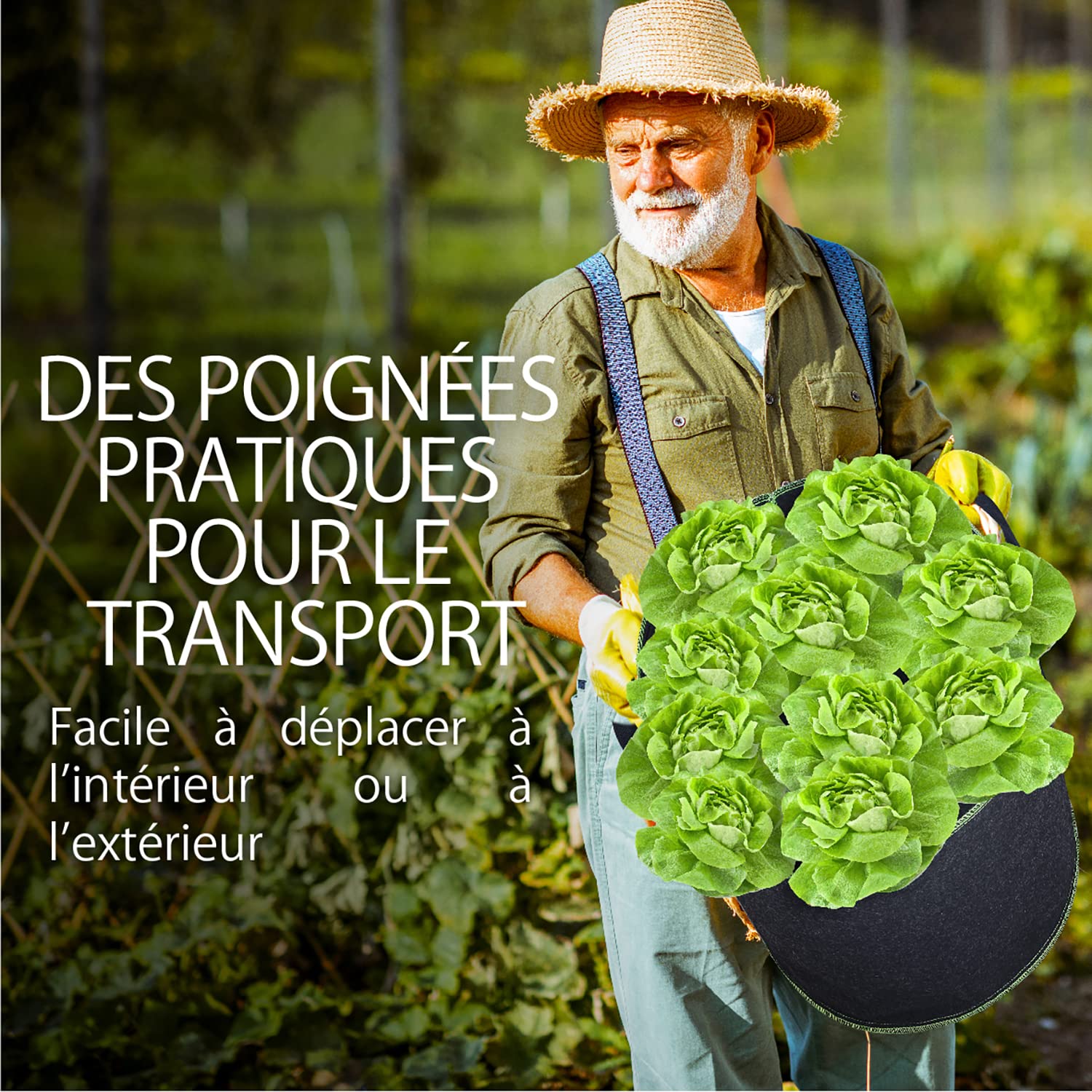 Pot Non-tissé Drainage Sacs De Culture 5 Pièces 15 Gallons - Pots En Tissu Respirant Pour Légumes Et Fleurs Sacs Plantation