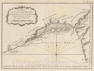 Gulf of Benin and Guinea Coast Nautical Chart 1764 - Bellin Historical Map Print - 24in x 18in
