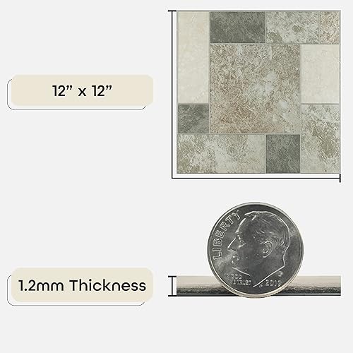 Miniatura 3 de Achim - Azulejos de vinilo Home Decor Nexus, autoadhesivos, de 30,5 cm, 20 azulejos de 30,5 x 30,5cm, patrón de bloques de mármol, suelo de