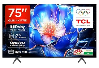 TCL 189 cm (75 inches) 4K Ultra HD Smart QLED Google TV | 120 Hz VRR | HDR 10+ | 35W Onkyo 2.1 | Dolby Vision & Atmos | 75P71K