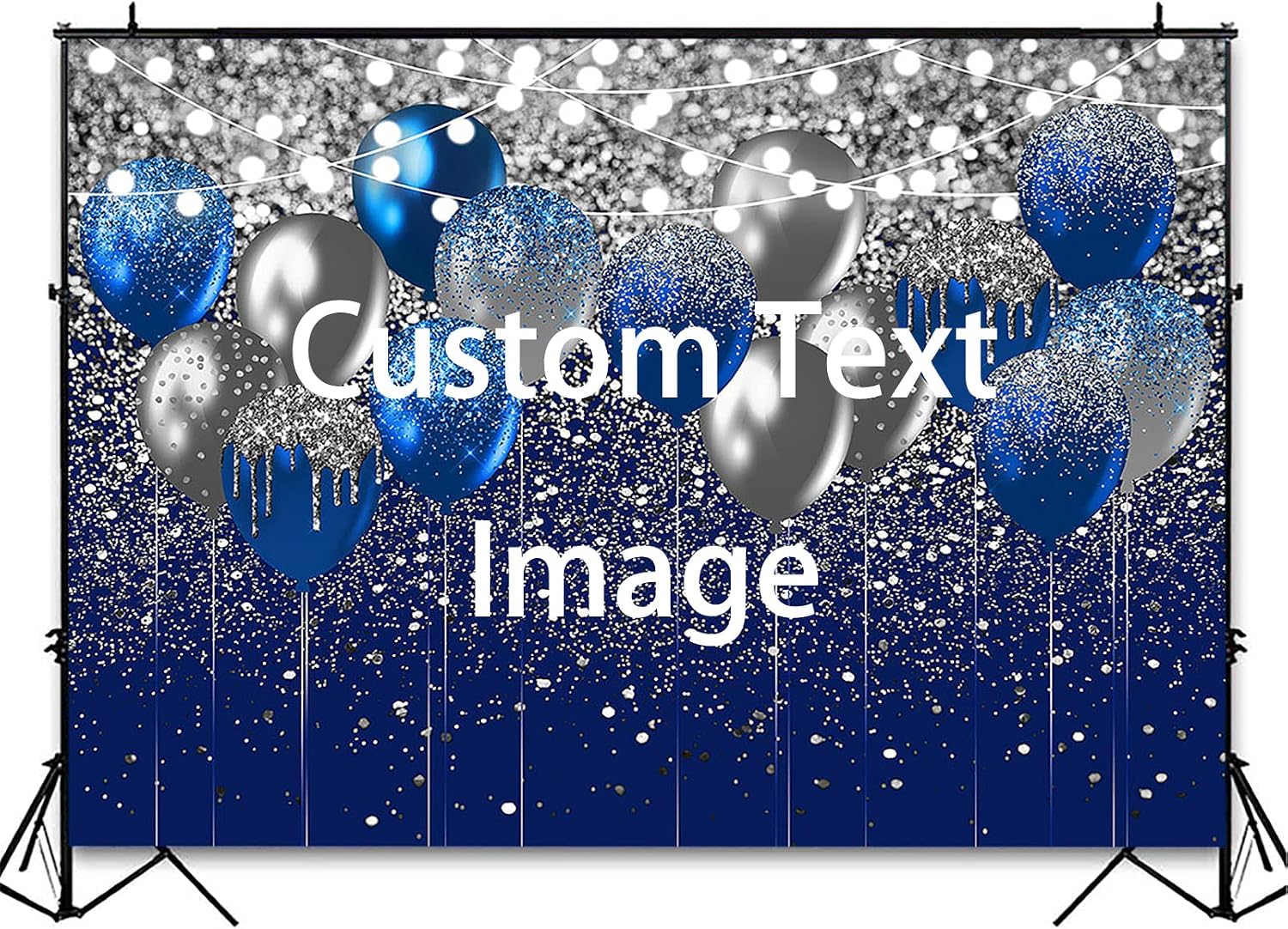 Avezano Royal Blue Glitter Backdrop for Birthday Wedding Prom Graduation Photography Background Party Glitter Blue Balloon Party Decorations Photoshoot Photobooth (8x6ft, Blue and Gold)