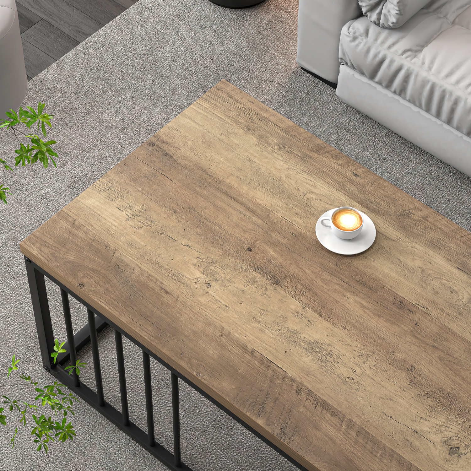 Tavolino da salotto tondo moderno con piano portaoggetti in legno