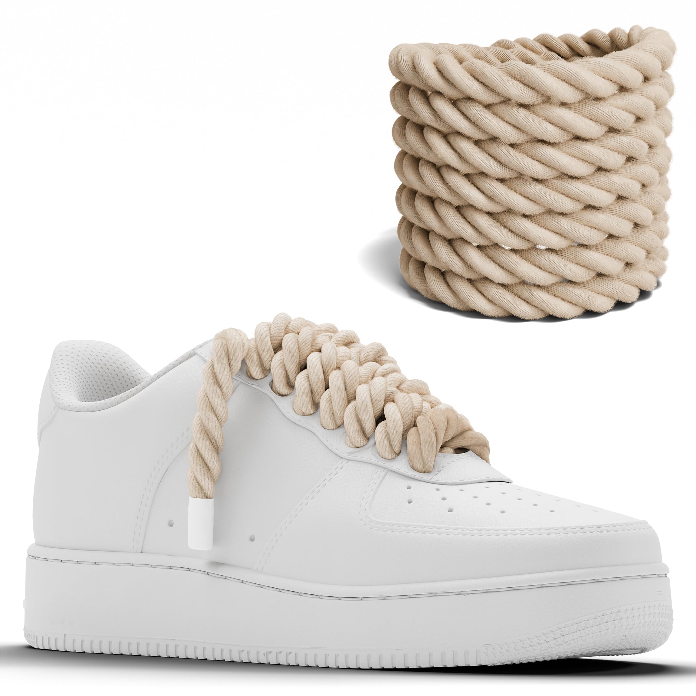 Chunky Laces, 20 Colours 10mm Rope Laces, 160cm Length, Compatible with Air Force 1, Macrame Cord, Thick Rope Shoelaces AF Sneaker Shoes, laces trainers sneakers