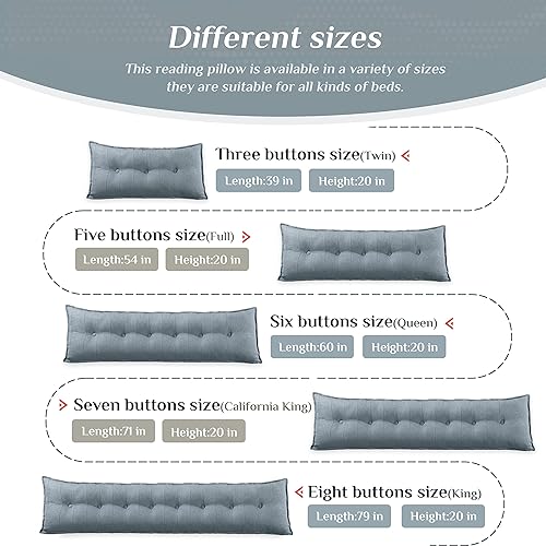 Miniatura 7 de BNCKTRD Almohada larga para cabecero de sofá cama, soporte para espalda, almohada grande de cama de gran tamaño, almohada de terciopelo largo