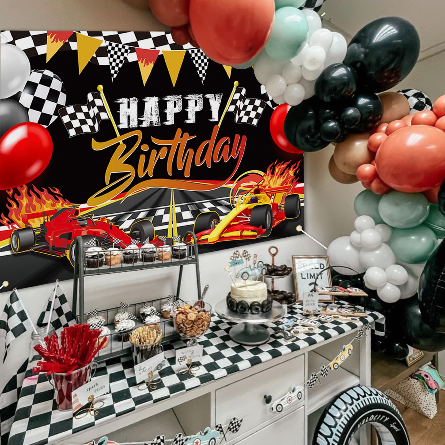 Auto Da Corsa Sfondo Di Compleanno Decorazioni Per Feste Di Compleanno, 1,8x1,2 M