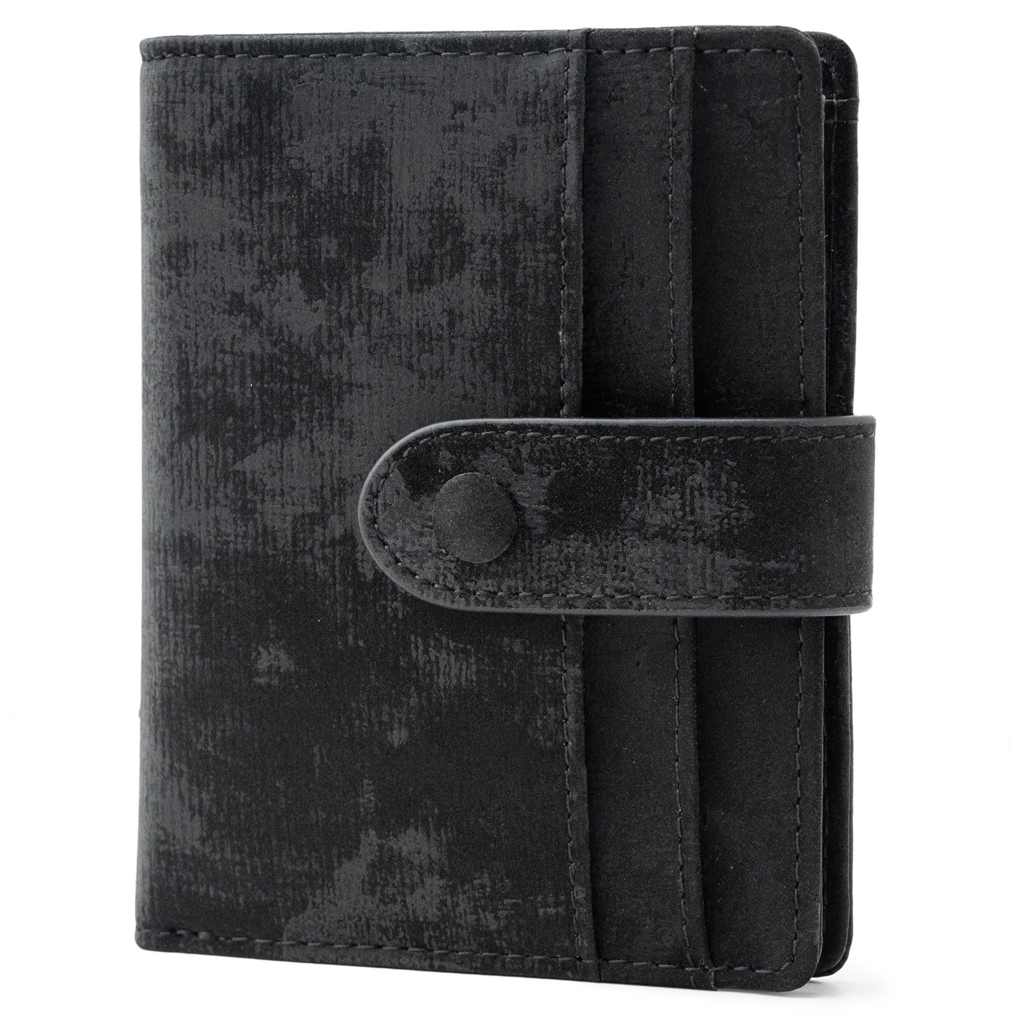 Bveyzi Slim Credit Card Holder Wallet for Women, RFID Blocking Lightweight Bifold with Zipper Pocket(Black)