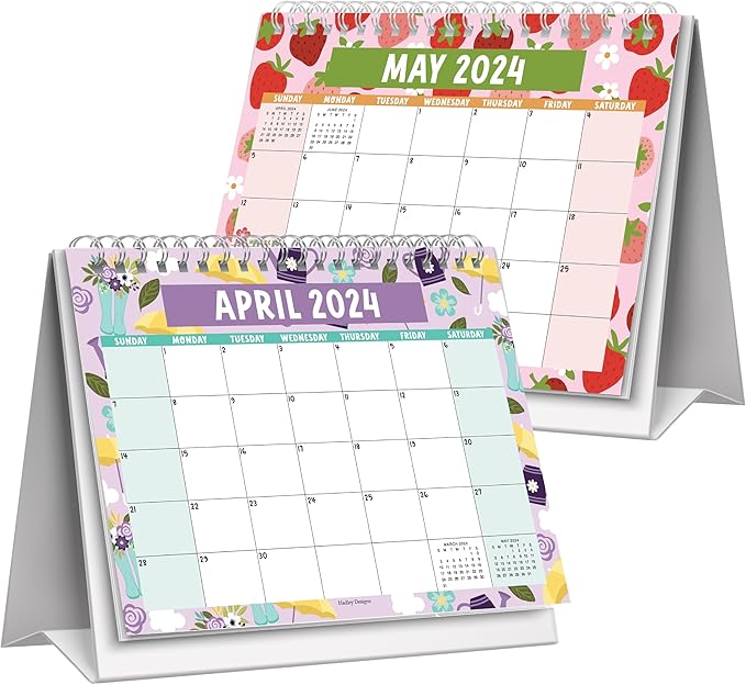 Hadley Designs Doodle Small Desk Calendar 2024 Standing