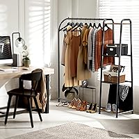 Vista 4 de Simple Houseware Perchero de ropa resistente con 4 estantes, organizador portátil de armario para colgar ropa, negro