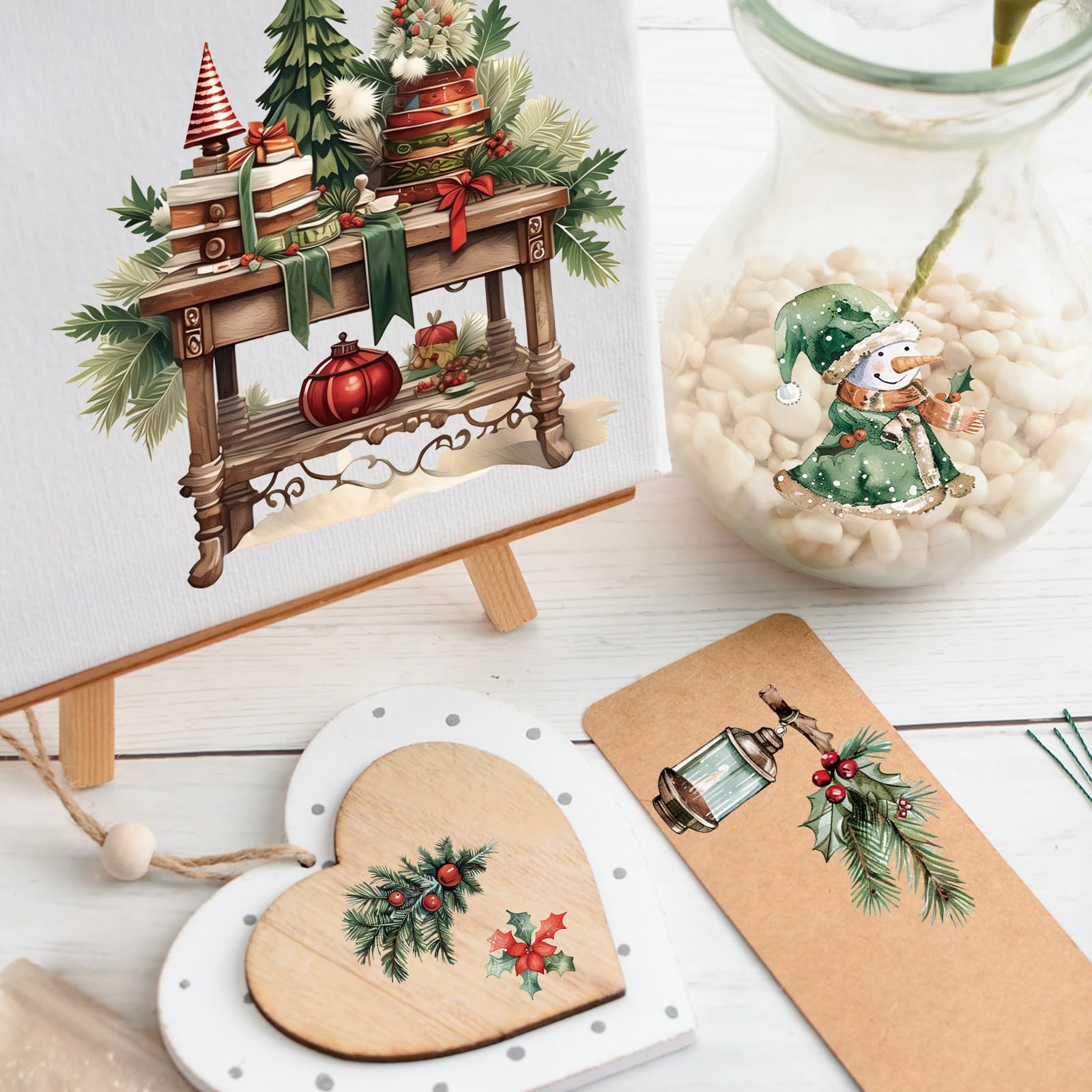 WANDIC 6 Sheets Christmas Theme Rub On Transfer Sticker - Image 4