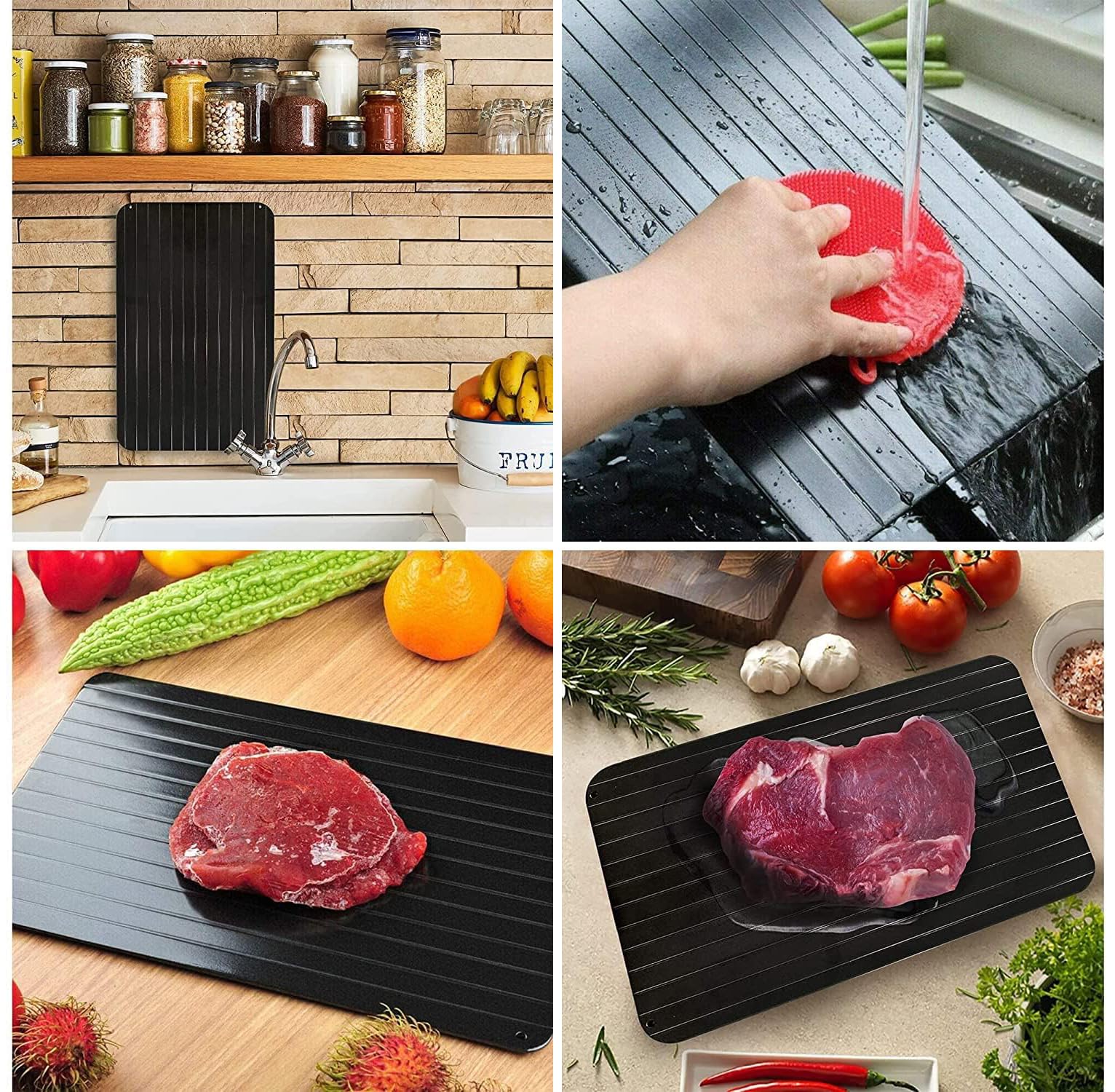 Plateau de Décongélation Rapide Planche à Découper Dégivrage Aliments Surgelés Viande Efficace