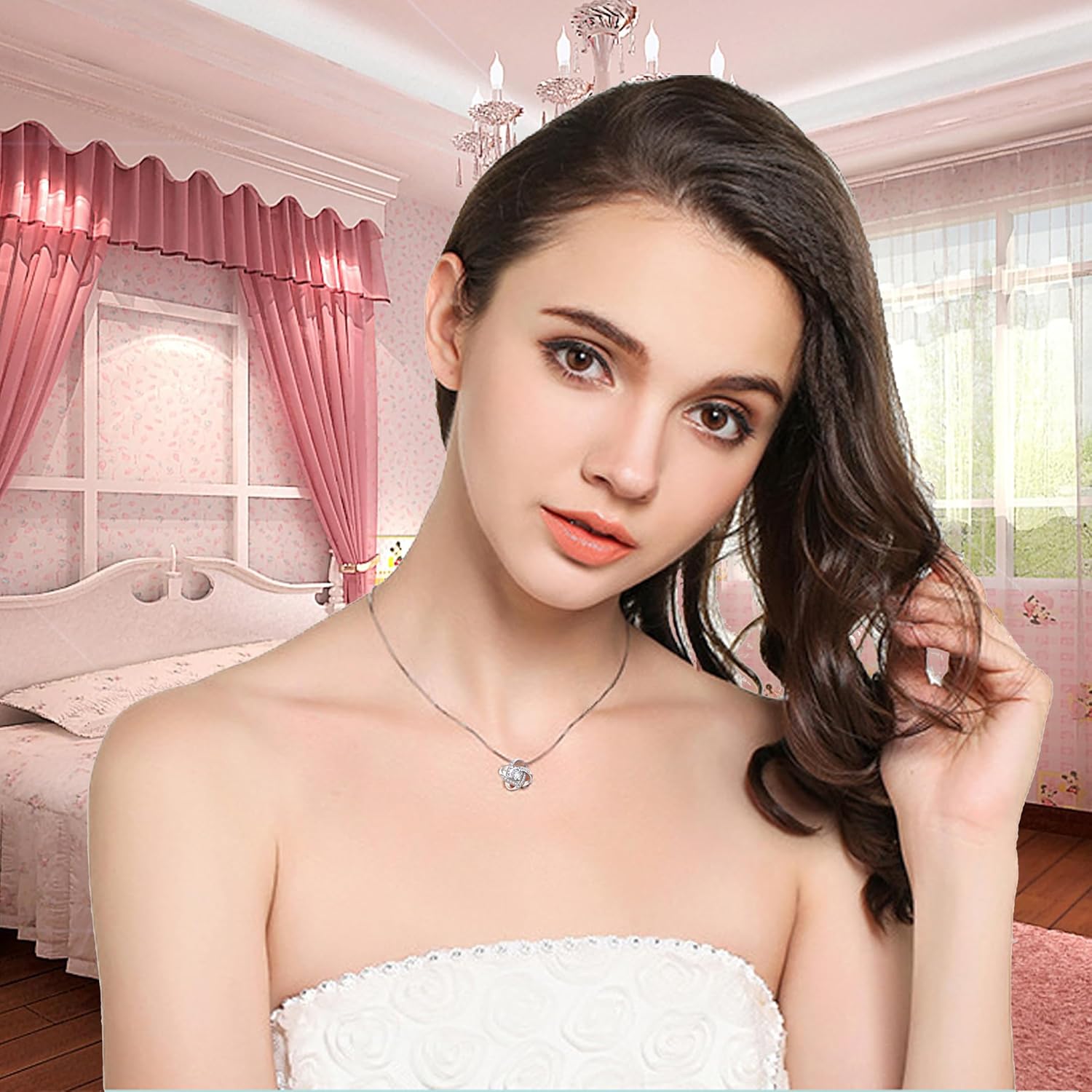 Wife Necklace From Husband To My Wife Necklace Soulmate Necklace For Women Future Wife Jewelry Birthday Christmas Valentine's gifts For Girlfriend Message Card & LED Box - Image 6