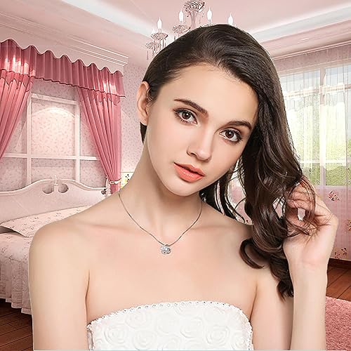 Vista 5 de MGOOL Collar con colgante de plata de ley 925 para hija, regalo de cumpleaños, Navidad, graduación, tarjeta de mensaje y caja de regalo LED