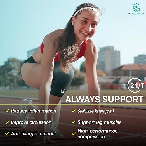 Miniatura 6 de Vital Salveo-Best - Rodillera de compresión para hombres y mujeres, rodillera de germanio para correr, baloncesto, senderismo, gimnasio,