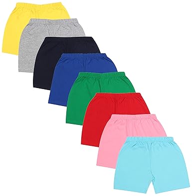 Elk Kids Boys and Girls Pure Cotton Plain Shorts Pack of 8