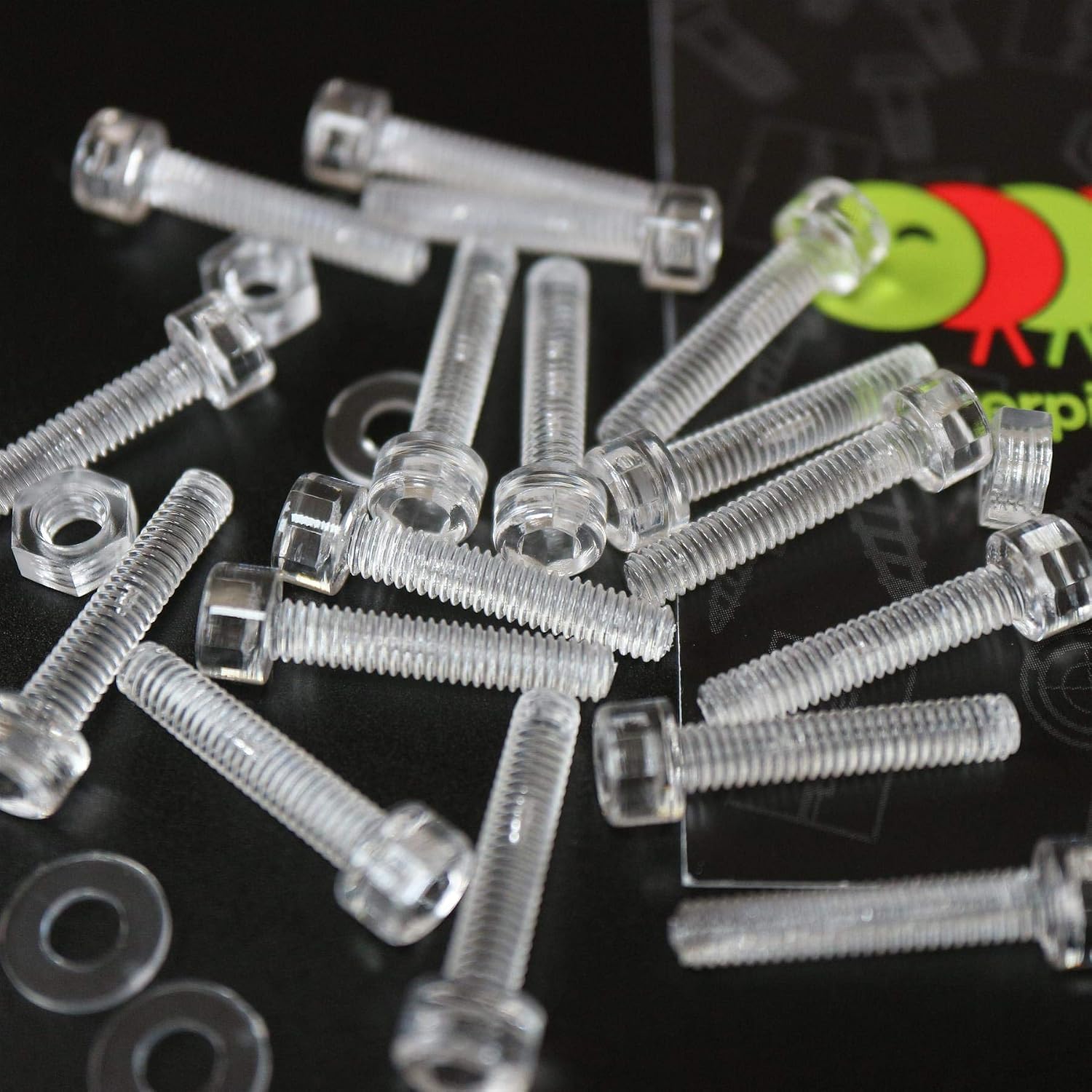50x Clear Polycarbonate Socket Head Machine Screws M4x20mm, Plastic Nuts, Bolts & Washers (5/32 x 25/32 in)