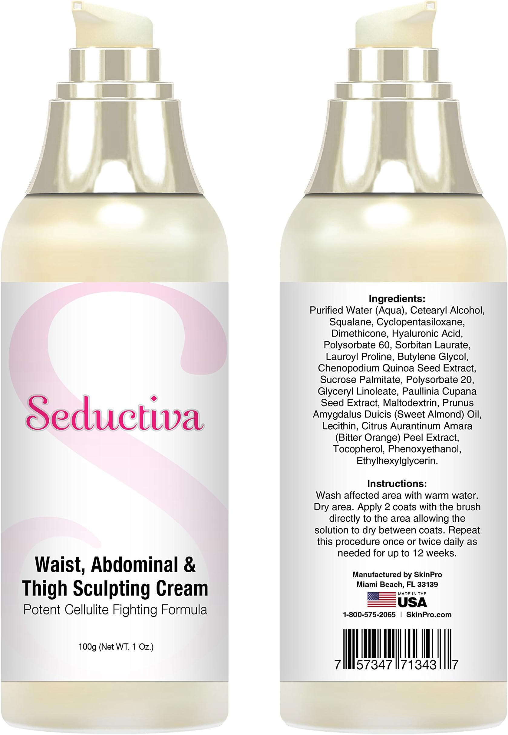 SkinPro Seductiva Waist, Abdominal & Thigh Sculpting Cream | Potent Cellulite Fighting Formula | Body Slimming & Firming