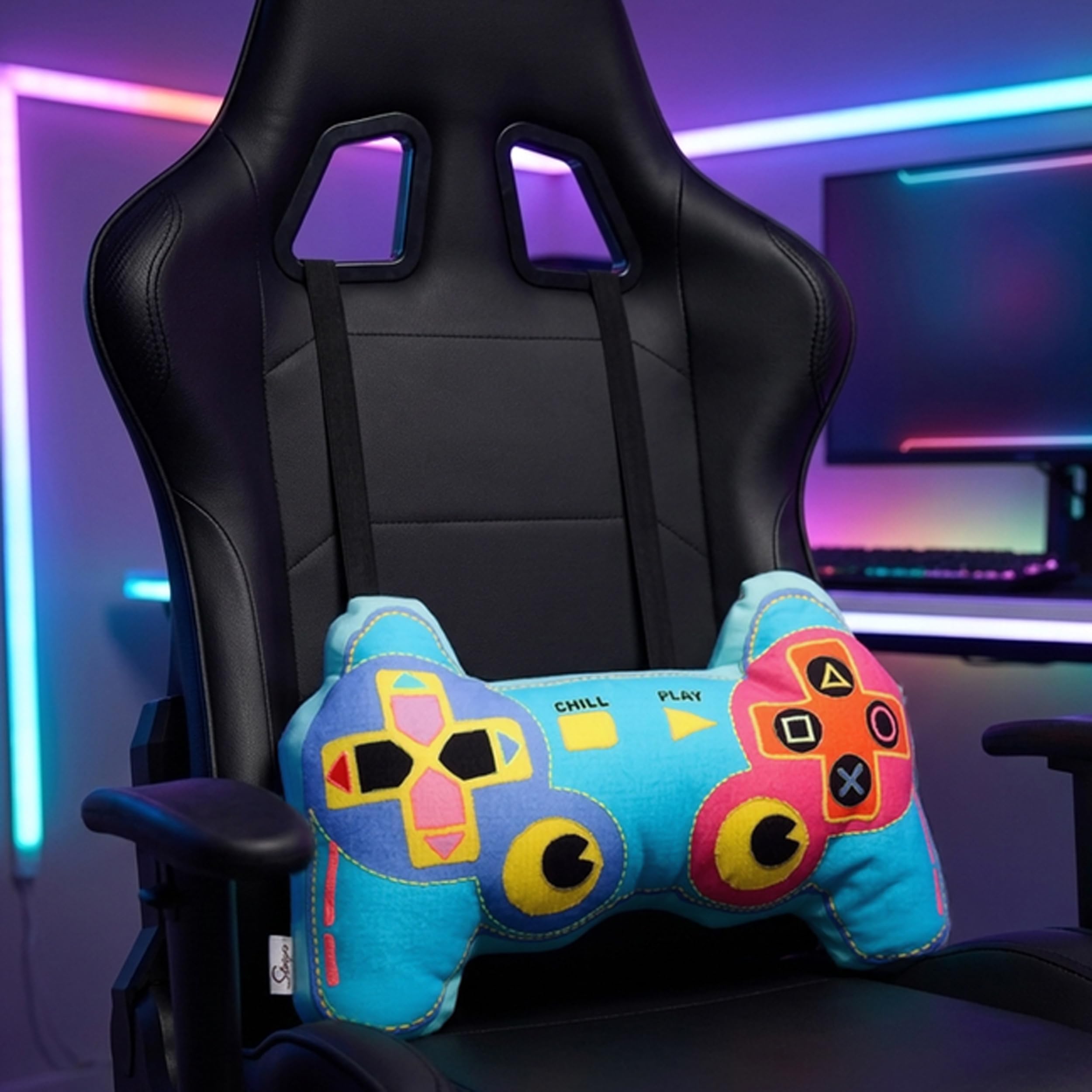 Sivya by Home Gamepad Shape Cushion for Kids Filler with Microfiber Soft Plush Decorative Pillow for Sofa, Living Room, Bedroom Stuffed Cushion for Kids Room Decor & Gamers-image-1
