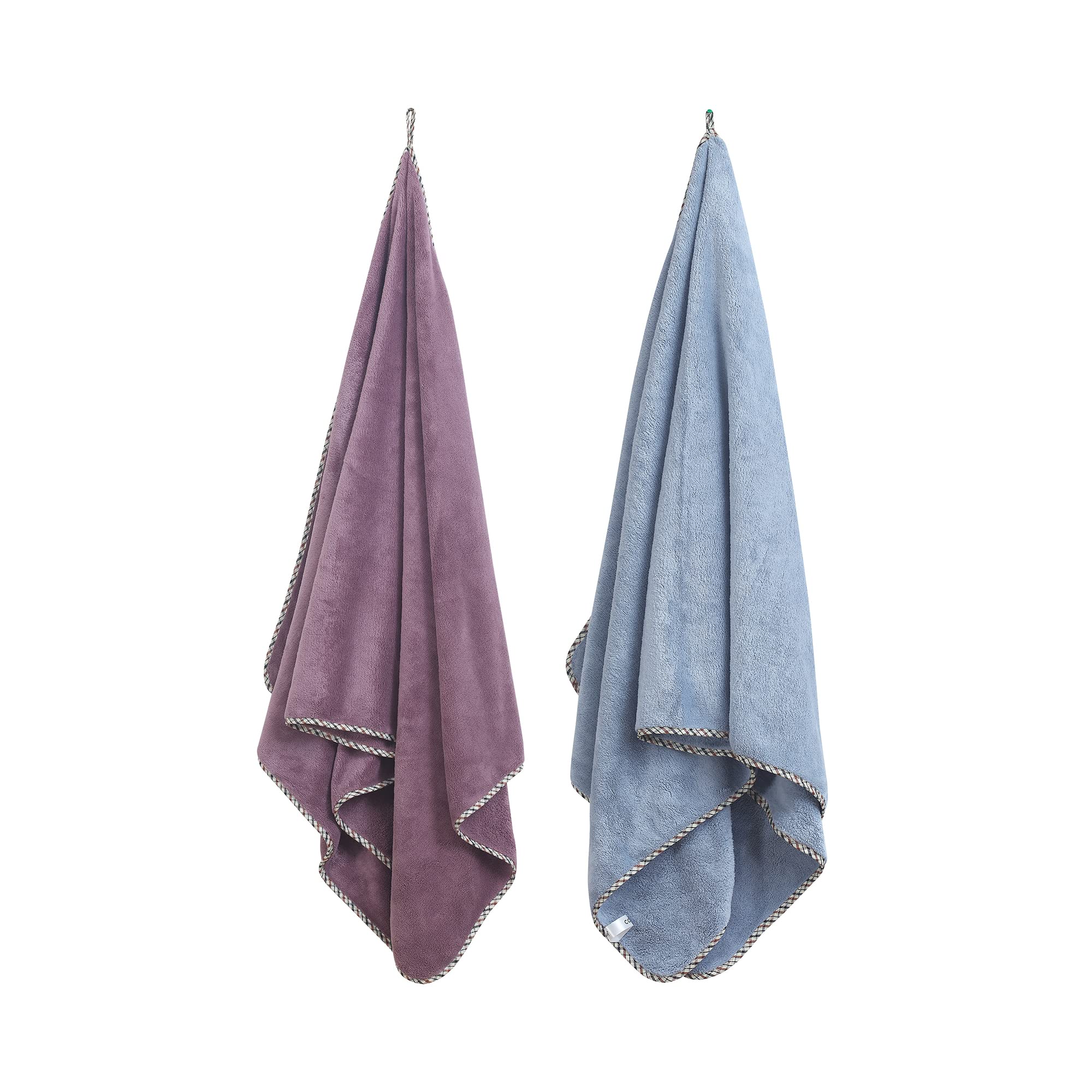 SPREAD SPAIN Microfiber Bath Towel Set - Pack of 2 | Coral Large Bath Towel | Extra Soft Plush & High Absorbent 360 GSM Bath Towel for Men and Women | 70 x 146 cm - American Denim/Fashion Fruit-image-36