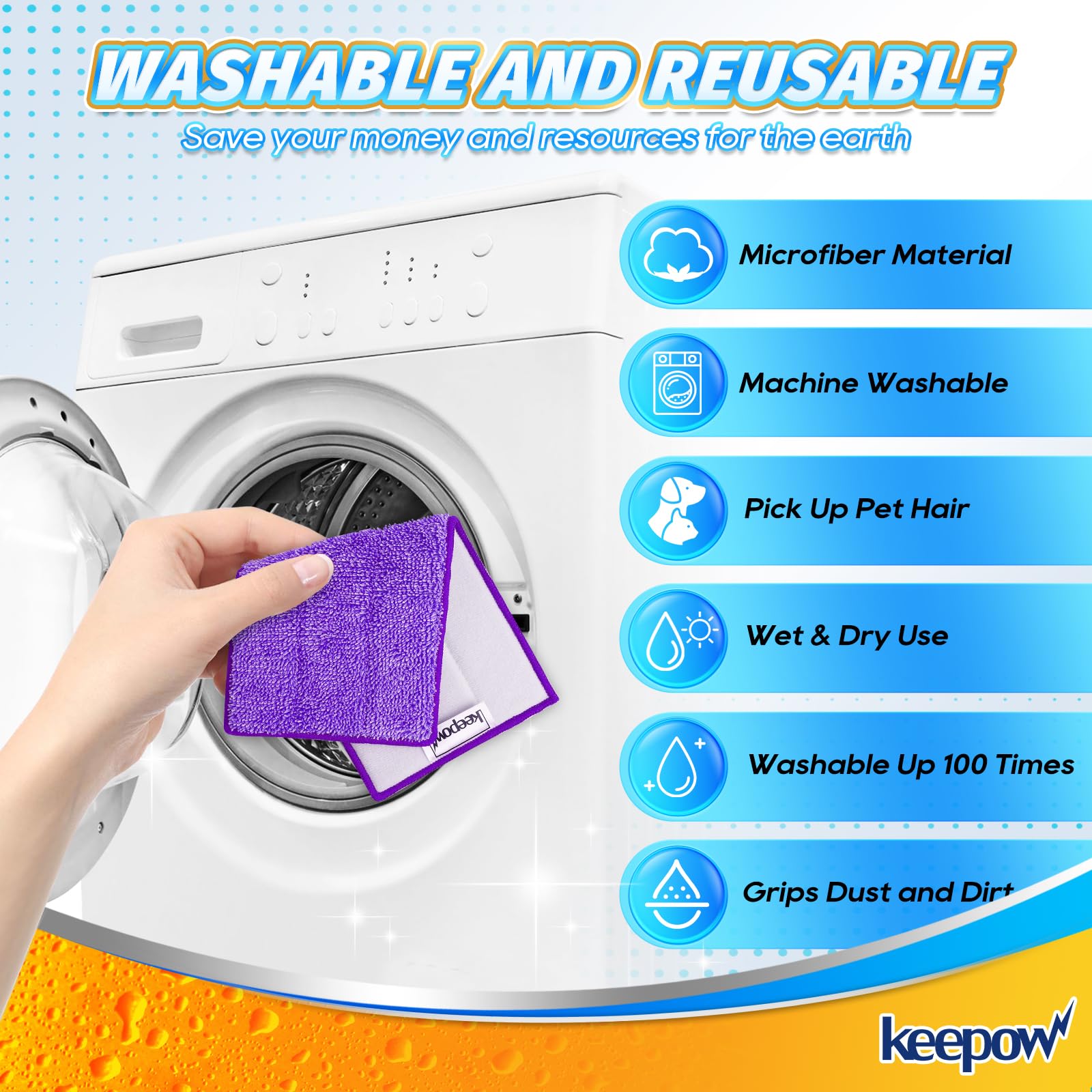 4 Salviette riutilizzabili lavabili di ricambio per Swiffer WetJet Spray in Microfibra