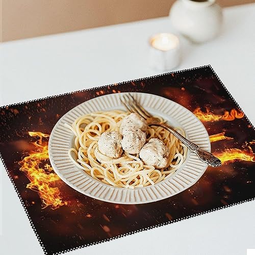 Miniatura 6 de Funny Fire Placemats Set of 6 Resistant Table Mats Washable Place Mats for Dinner Party Table Decoration