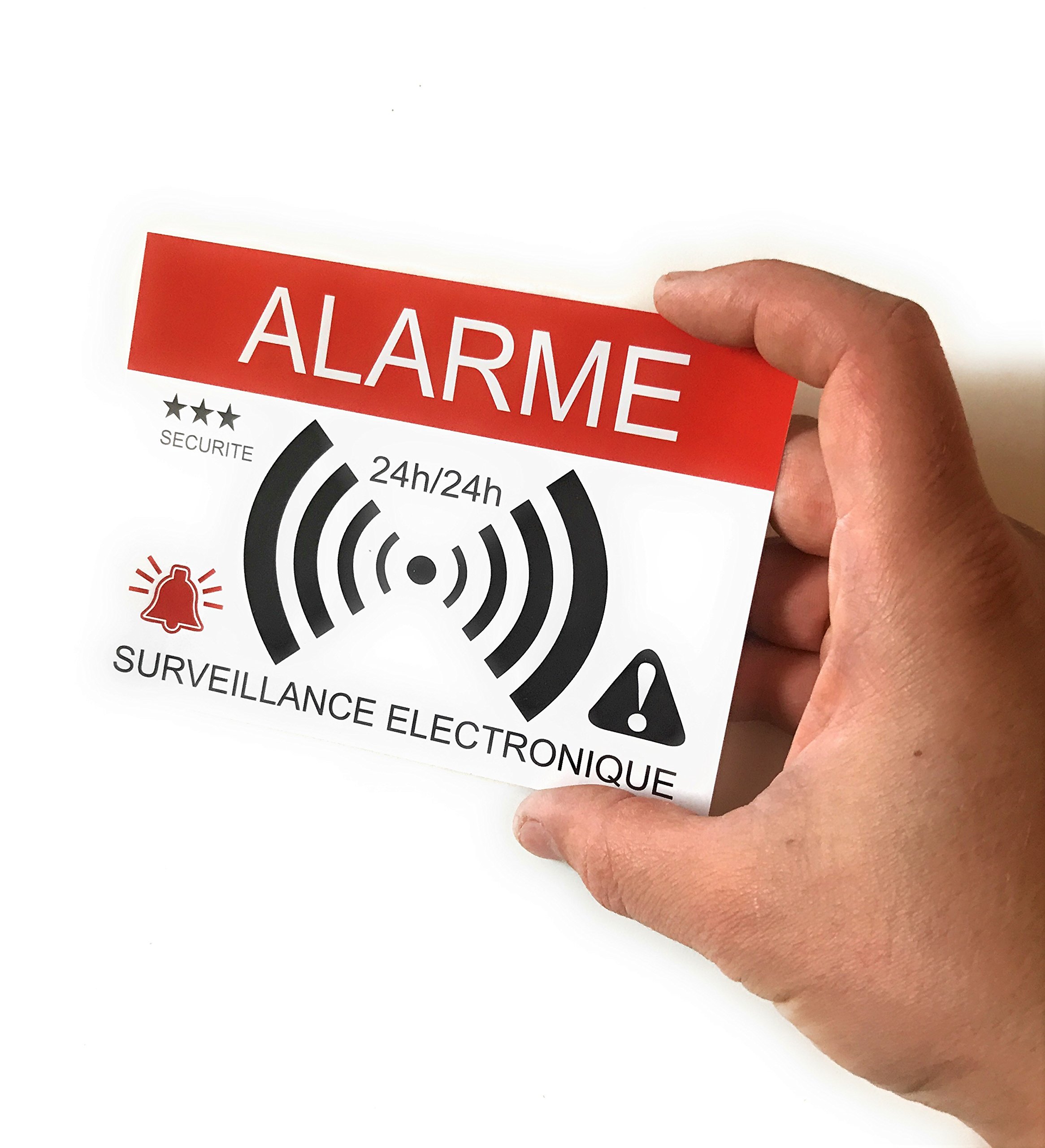 Autocollant Maison Sous Surveillance Autocollants Dissuasifs Système électronique De Sécurité, Lot De 12 Adhesifs Systeme Electronique A Code A Barres Diame 94440637 Alarme Voiture