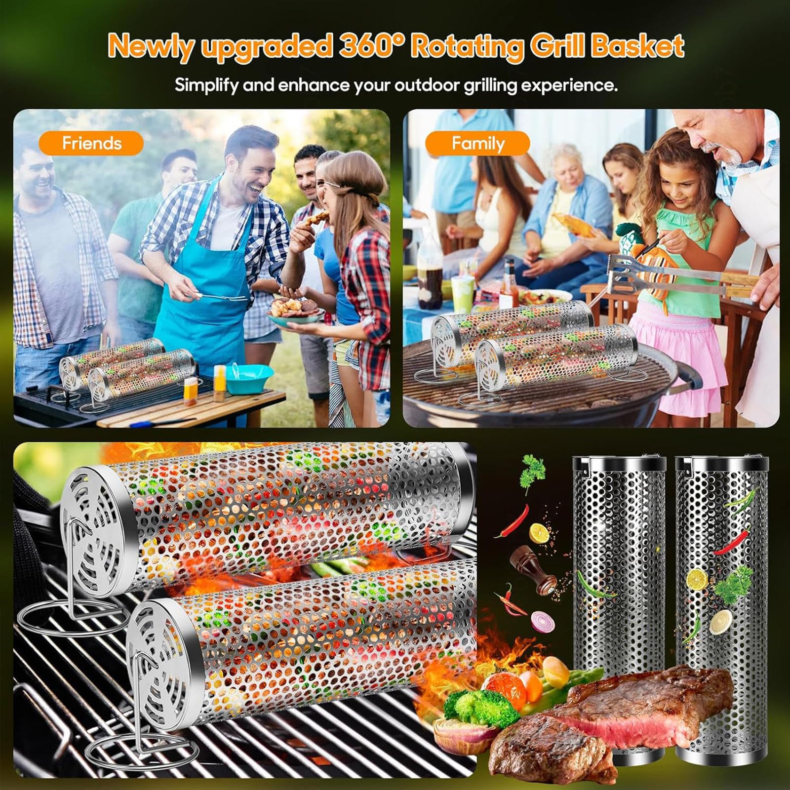 Kosz Grillowy Ze Stali Nierdzewnej, Stal Nierdzewna Odwróć Grilla, Na Frytki, Ryby, Krewetki, NiezbęDniki Kempingowe,Style2
