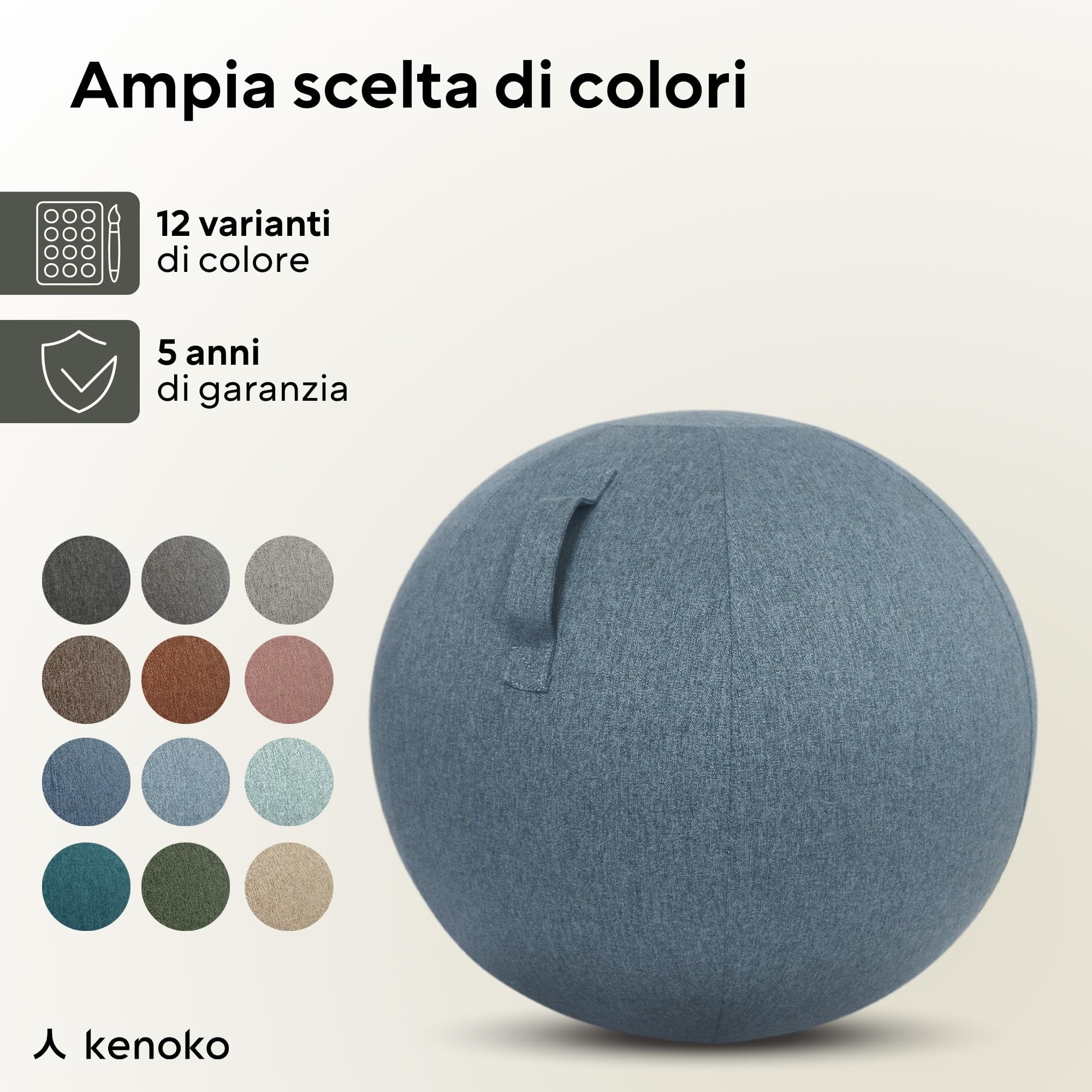 Ergonomico Sedia Palla Ufficio NAMI 75 cm | Ideale per ufficio, yoga e gravidanza | Rivestimento lavabile | Palla gonfiabile con pompa inclusa | colore: blu scuro