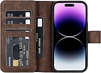 Vista 33 de HARDISTON Funda de piel auténtica de alta calidad hecha a mano para iPhone XR, tarjetero doble, funda magnética desmontable, función atril Marrón