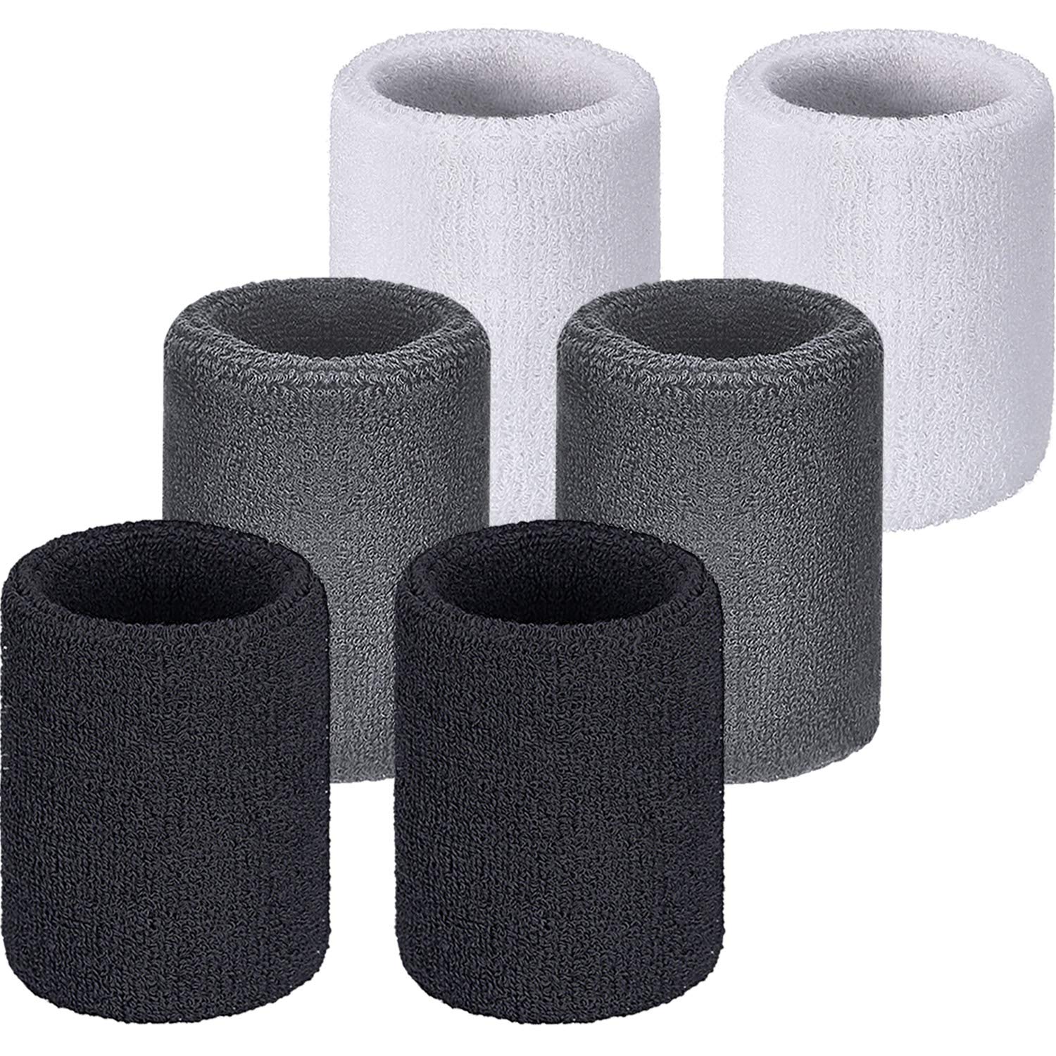 Willbond Wrist Sweatbands, Sports Sweatbands for Competition, Sweat Absorbent, for Basketball, Tennis, Football, Running and Work (Pack of 6)