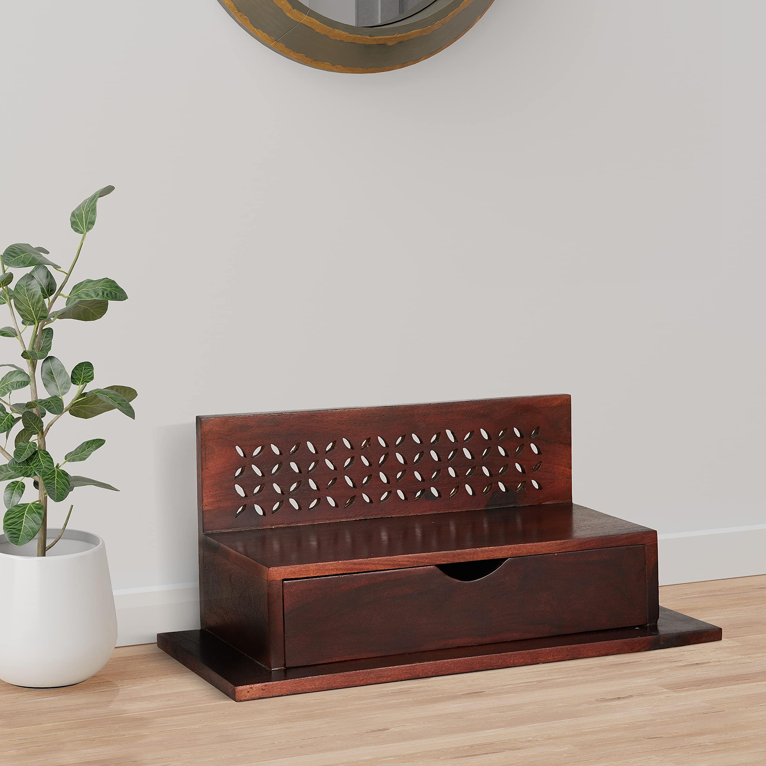 APRODZ Solid Wood Mandir/Prayer Shelf-Mahogany…