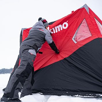 Eskimo Outbreak Portable Pop-Up Ice Fishing Shelter, Stormshield Insulated Fabric, No Trip Door, Durable Hub Design, Deluxe Tie Downs