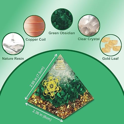 Miniatura 3 de Pirámide de cristal de orgón para energía positiva, base de luz natural de orgonita amatista piedras preciosas de obsidiana, pirámides curativas,