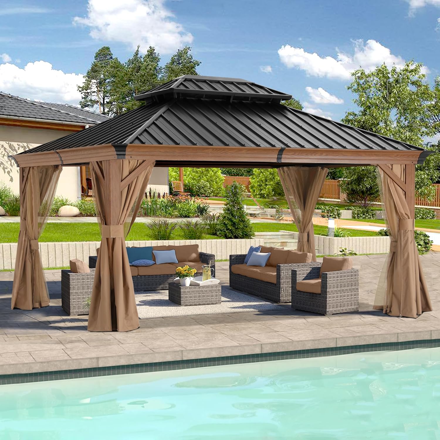 ABCCANOPY Hardtop Gazebo 12x16 Outdoor Metal Hard Top