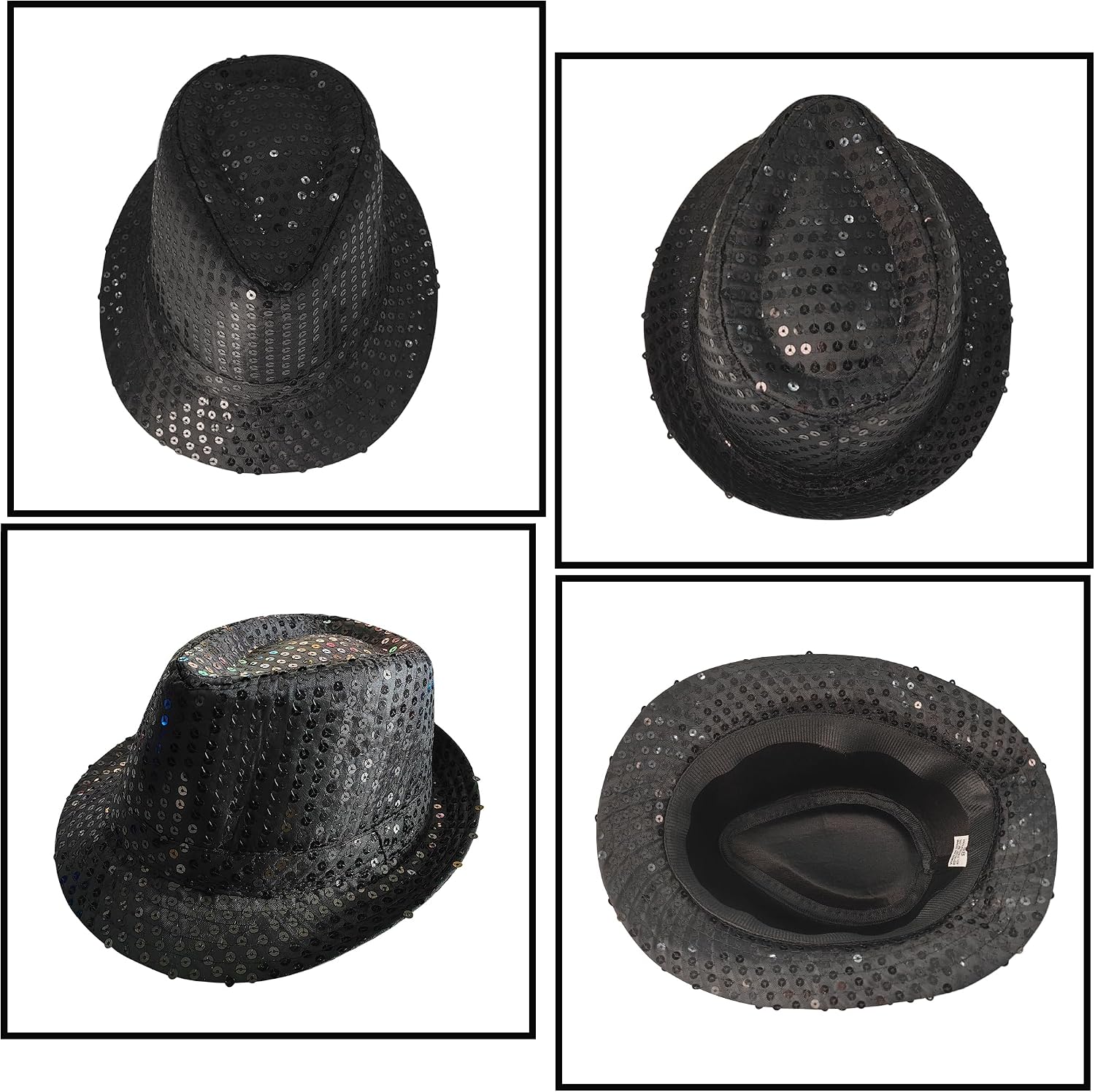 Sequin Fedora Hat for Men & Women, Glitter Western Style Jazz Party Hats for 80s Disco & Halloween, Dance Shows U1-6Y-S