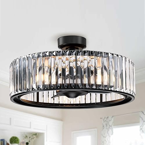 Parrot Uncle Ventiladores de techo con luces y control remoto sin aspas, ventilador de techo con luz LED para dormitorio, ventiladores de techo