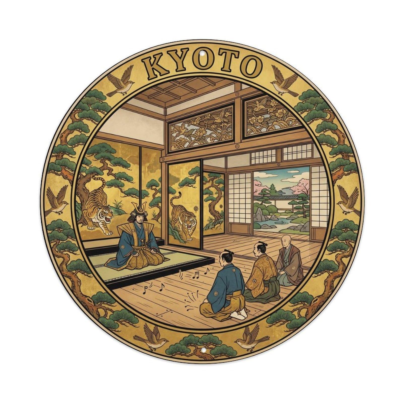 Kyoto Nijo Castle Nightingale Floor Painted Japan Metal Tin Sign
