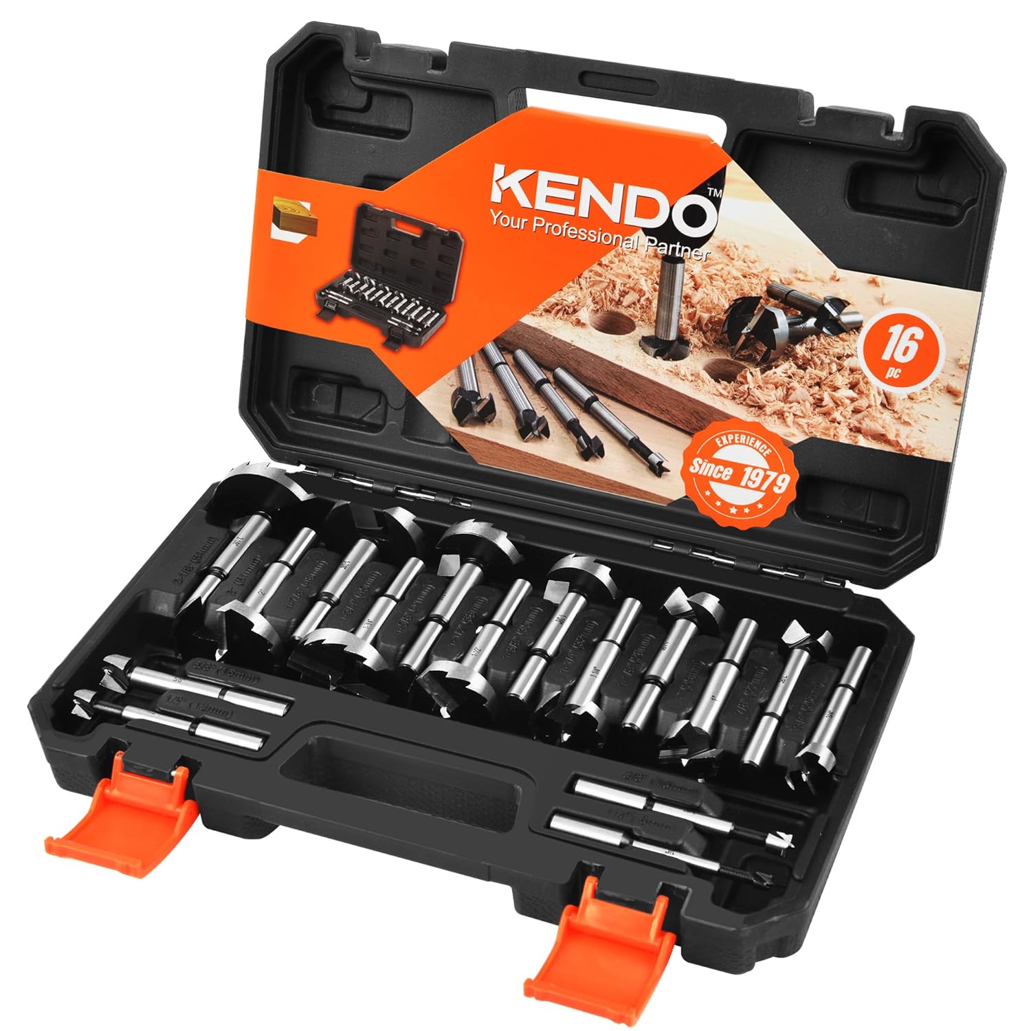 KENDO 16 Piece Forstner Bit Set, Made of Alloy Steel, Forstner Bits for