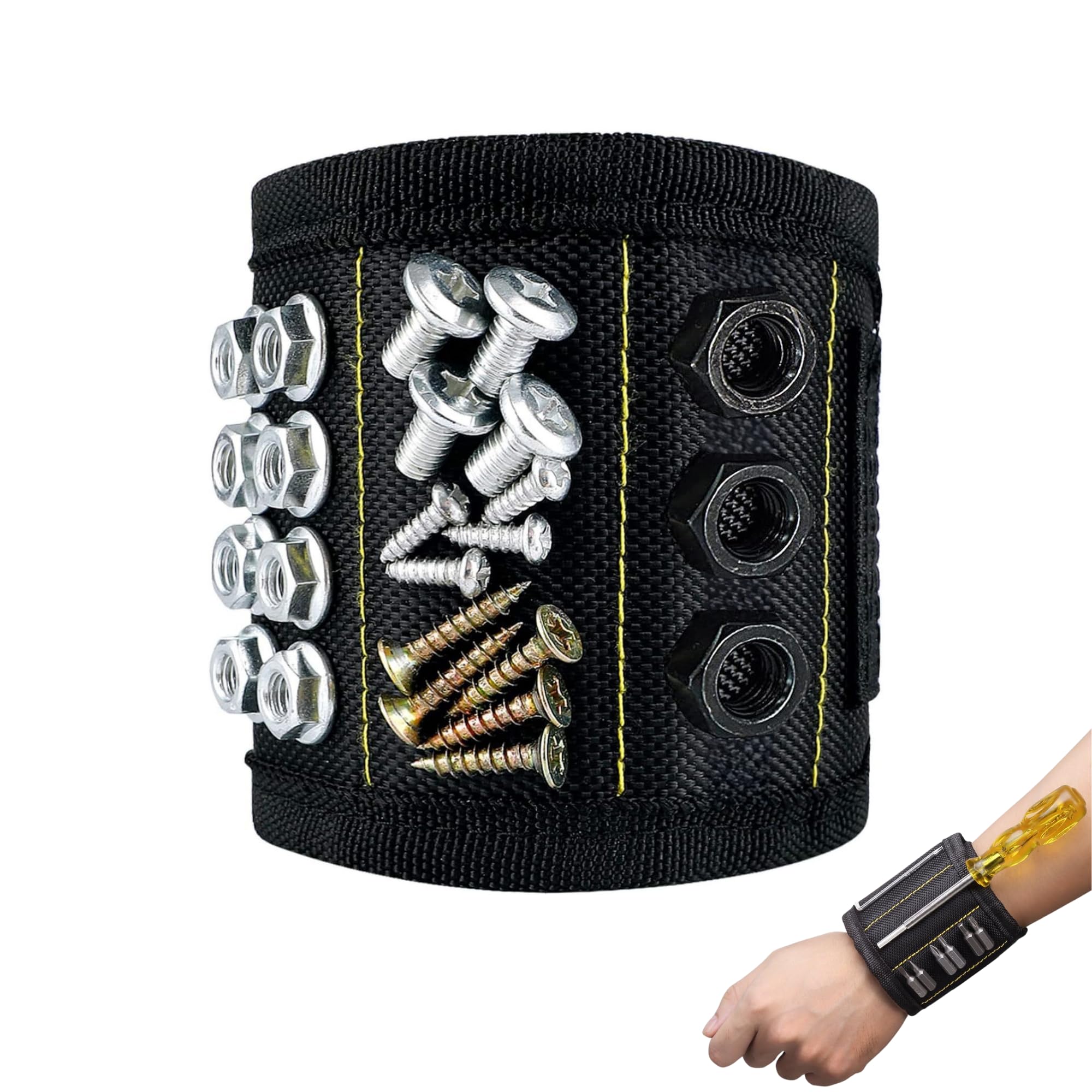 Attrezzi da Polso Magnetici, Bracciale Magnetico per Viti, Cinturino da Polso Magnetico per Chiodi, Punte da Trapano. Portautensili Magneti per Casa, Fai da te, Falegnameria, Riparazione, Meccanica