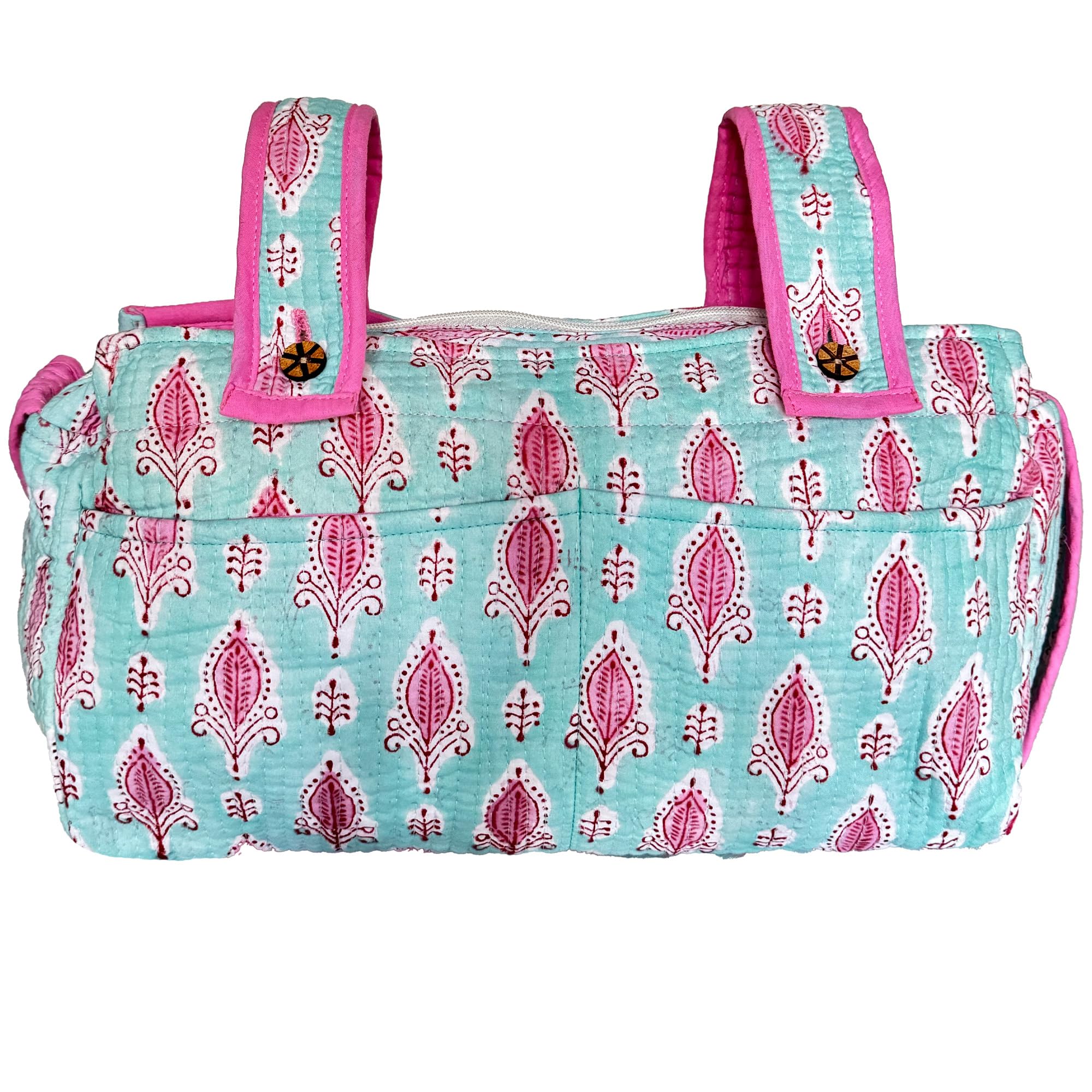 TWO KIDS – Bolso Carro de bebé, Bolsa para Silla de Paseo Universal, Organizador Set recién Nacido, Bolsa de Maternidad, Bolsillos Exteriores, Ideal como Maleta de Hospital. (Rombos Rosas)