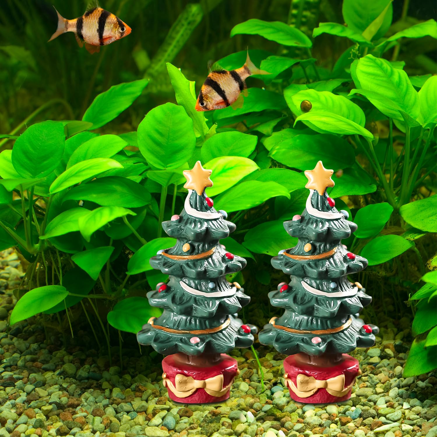 NAUZE Christmas Tree Aquarium Decoration Resin Craft Tabletop Decoration Creative Fish Tank Supplies for Cartoon Christmas Landscaping Decor - Image 4