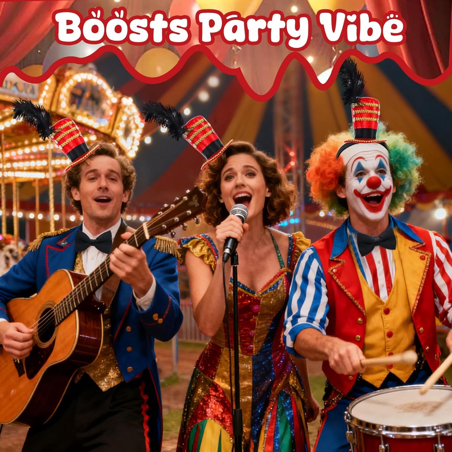 Ringmaster Hat Headband Lion Tamer Costume Circus Mini Top Hat Ringleader Costume Soldier Top Hat Dress Up for Party - Image 4