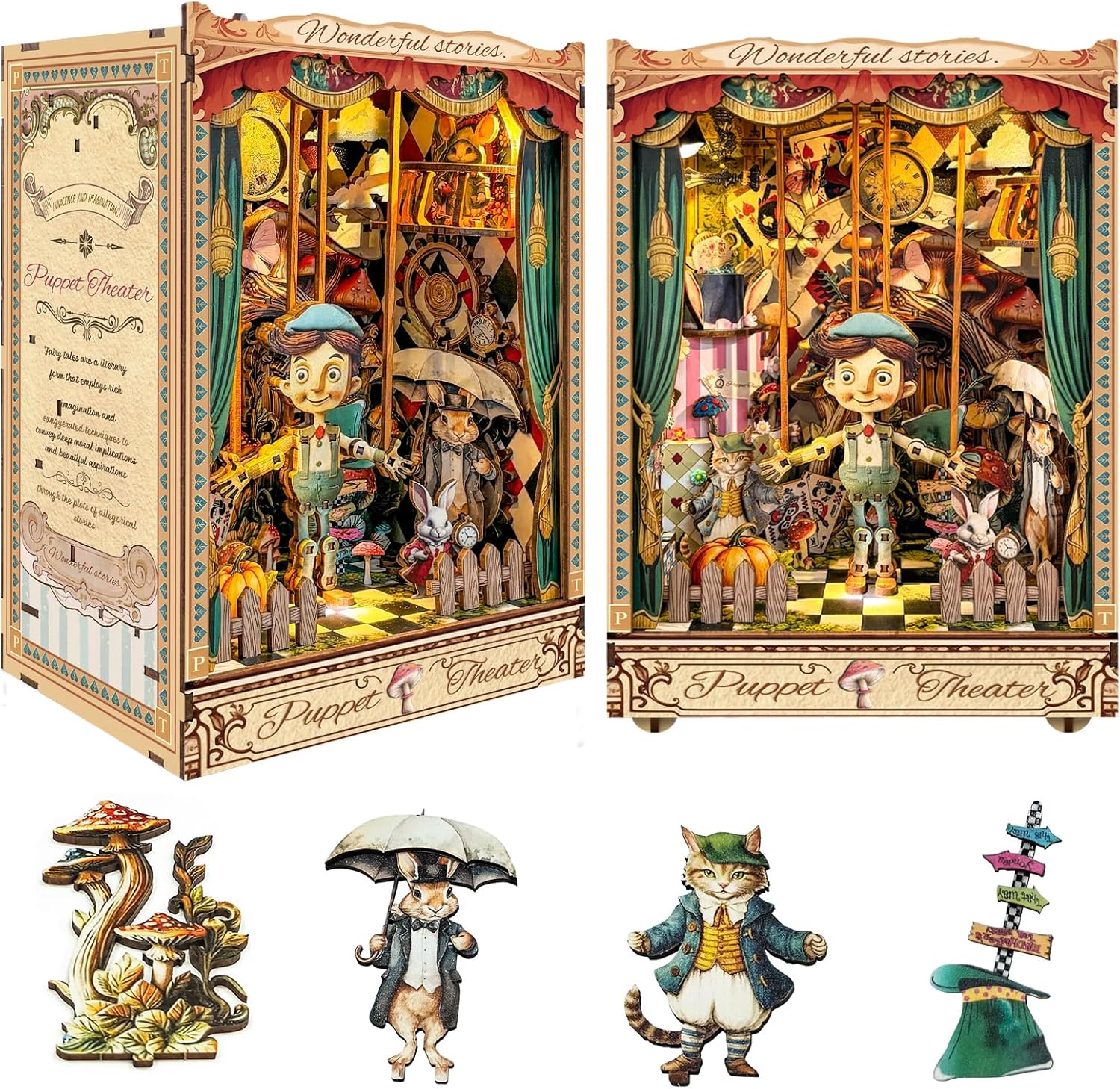 Spilay Book Nook Kit for Adults, Puppet Theatre DIY Miniature House Kit