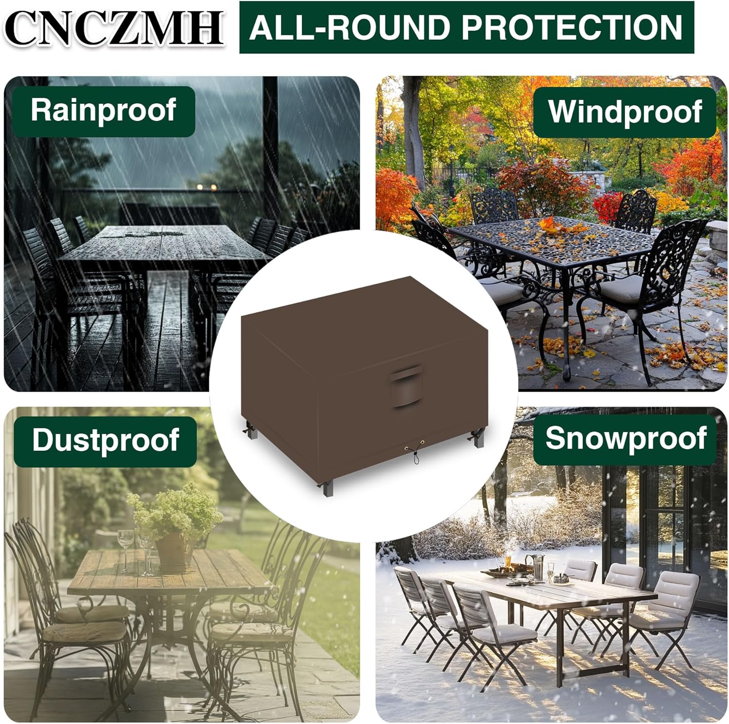 Heavy Duty Patio Furniture Covers Waterproof, 600D Outdoor Furniture Cover Waterproof for Sectional Sofa Couch, Outdoor Dining Table and Chair Set Covers 68''L x 38''W x 28''H, Brown