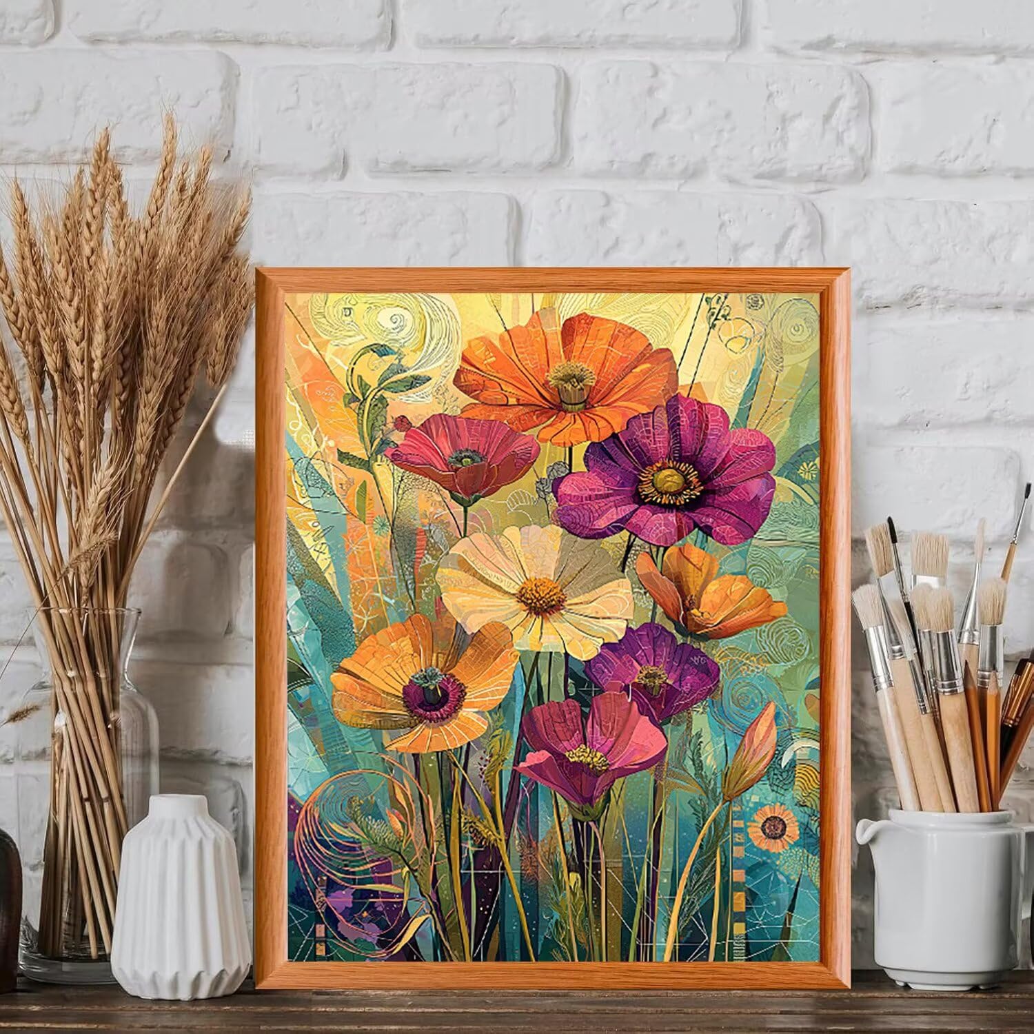 Frühlingsblumen Malen Nach Zahlen Erwachsene Anfänger, 80x100cm c-402 | Handgemalt Ölgemälde Kit für Mädchen Jungen ab 7 8 9 Jahre, Rahmenlos, für die Wanddekoration zu Hause, DIY Acrylmalerei