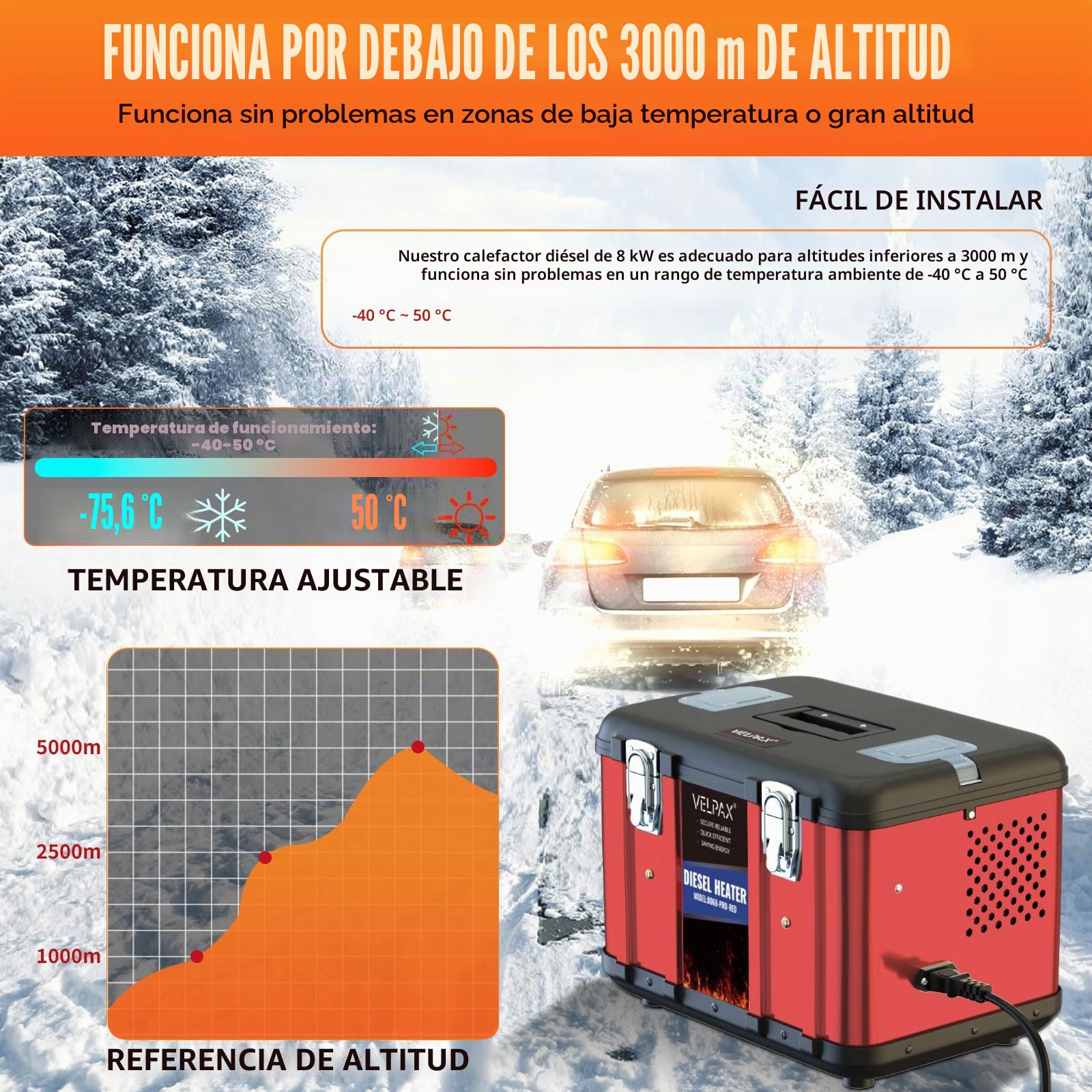 Calentador de Aire Diésel 12 V, 8 kW, calefacción de estacionamiento, Consumo 0,18-0,48 l/h, con pantalla LCD y mando a distancia, para autobuses, camiones