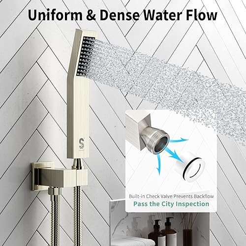 Miniatura 117 de SR SUN RISE Sistema de ducha montado en el techo de 12 pulgadas, mezclador de lluvia, sistema de cabezal de ducha de lluvia, dorado cepillado, Oro