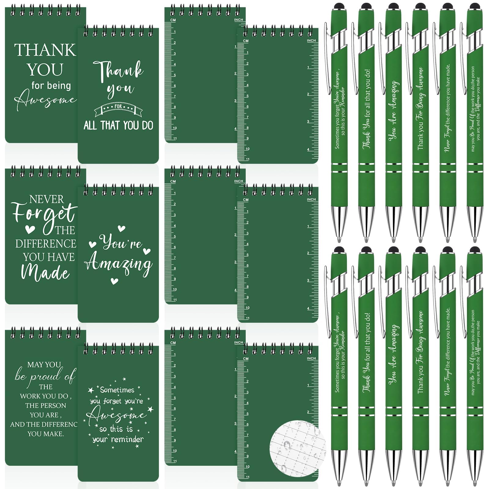 24Pcs Waterproof Notebook Pen Set Employee Appreciation Thank You Gift Bulk