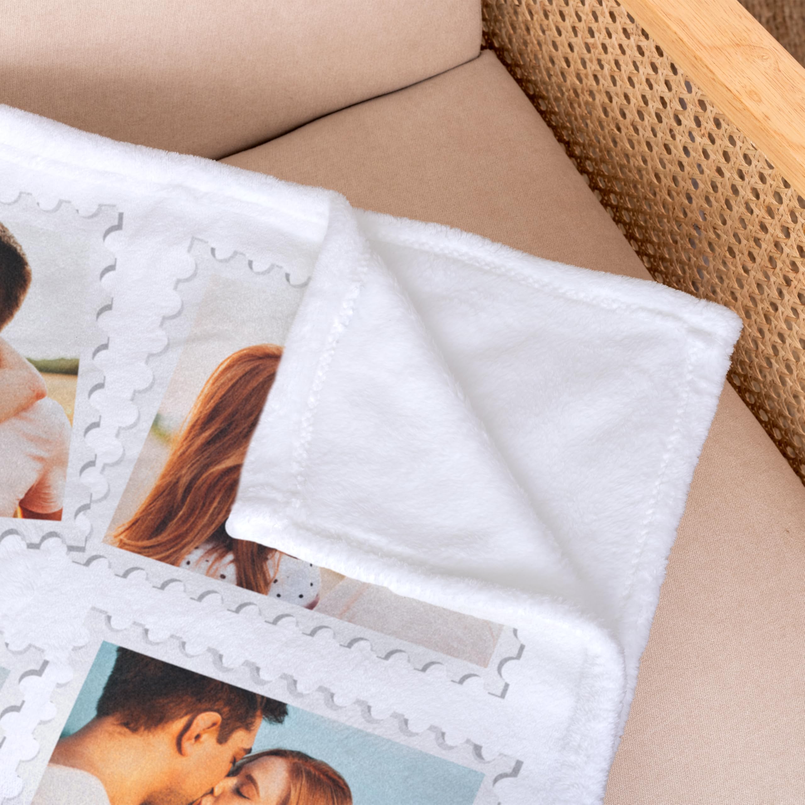 Manta Personalizada con Fotos Collage 170x130 cm Sherpa | Material Sherpa borreguillo, Para Sofá o Cama, Invierno, Regalo Día de la Madre, Coralina disponible